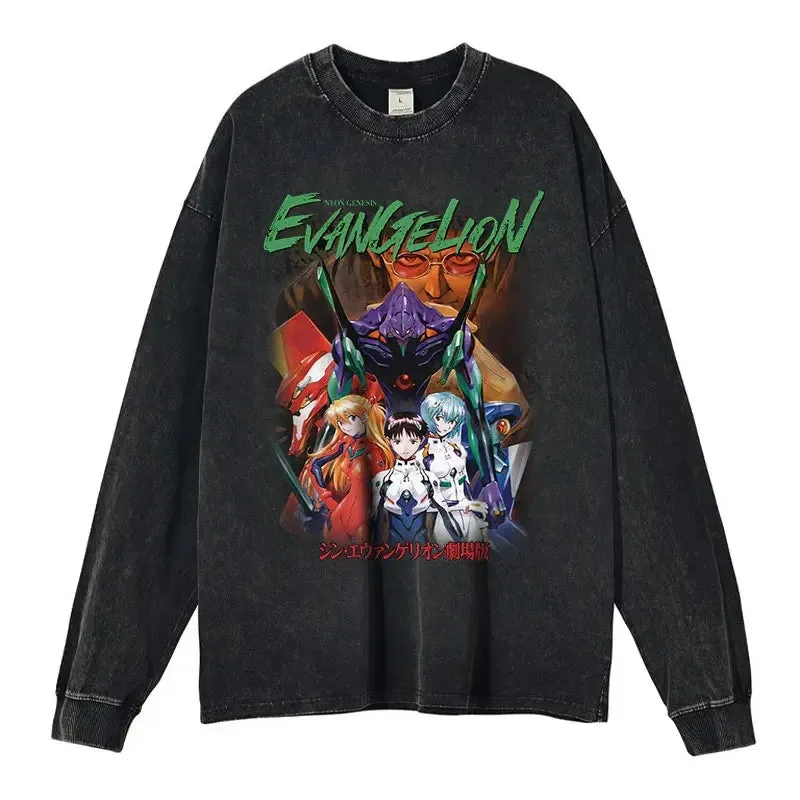 "ANGELS AND DEMONS" - Neon Genesis Evangelion Vintage / Acid Washed Sweatshirts