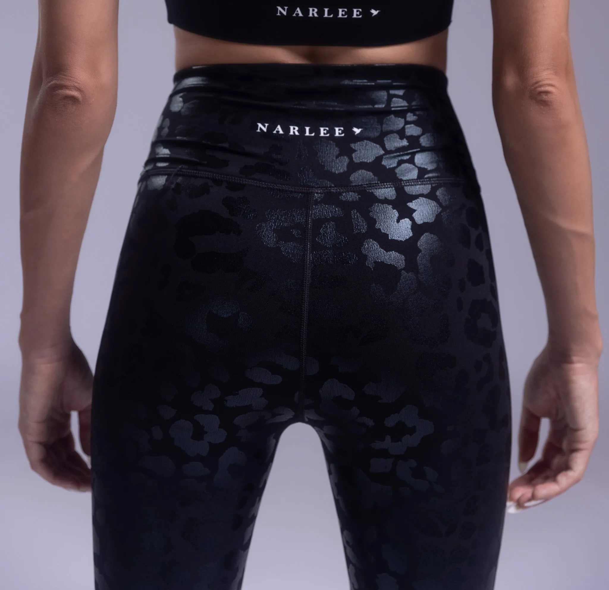 Shimmer Leopard Leggings Black