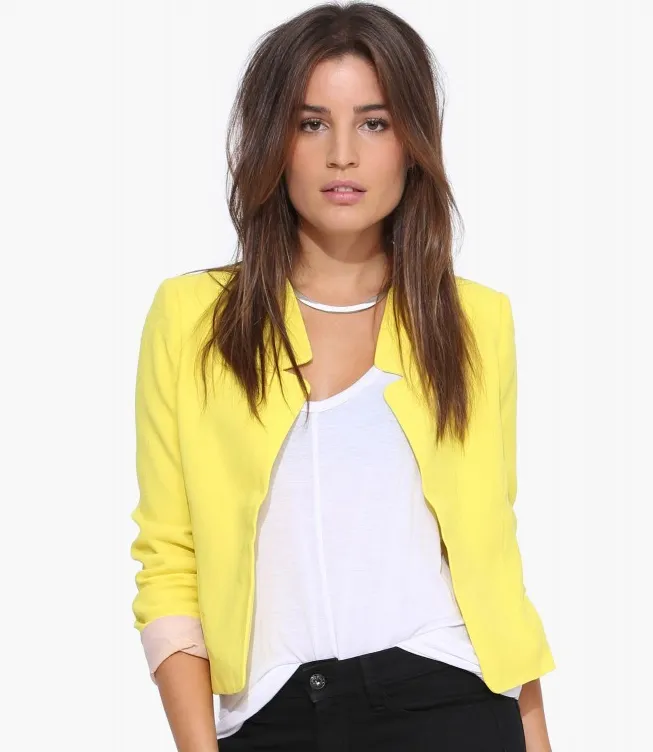 Short Blazer Coat Candy Color Casual Suit Blazer and Jacket Solid Slim