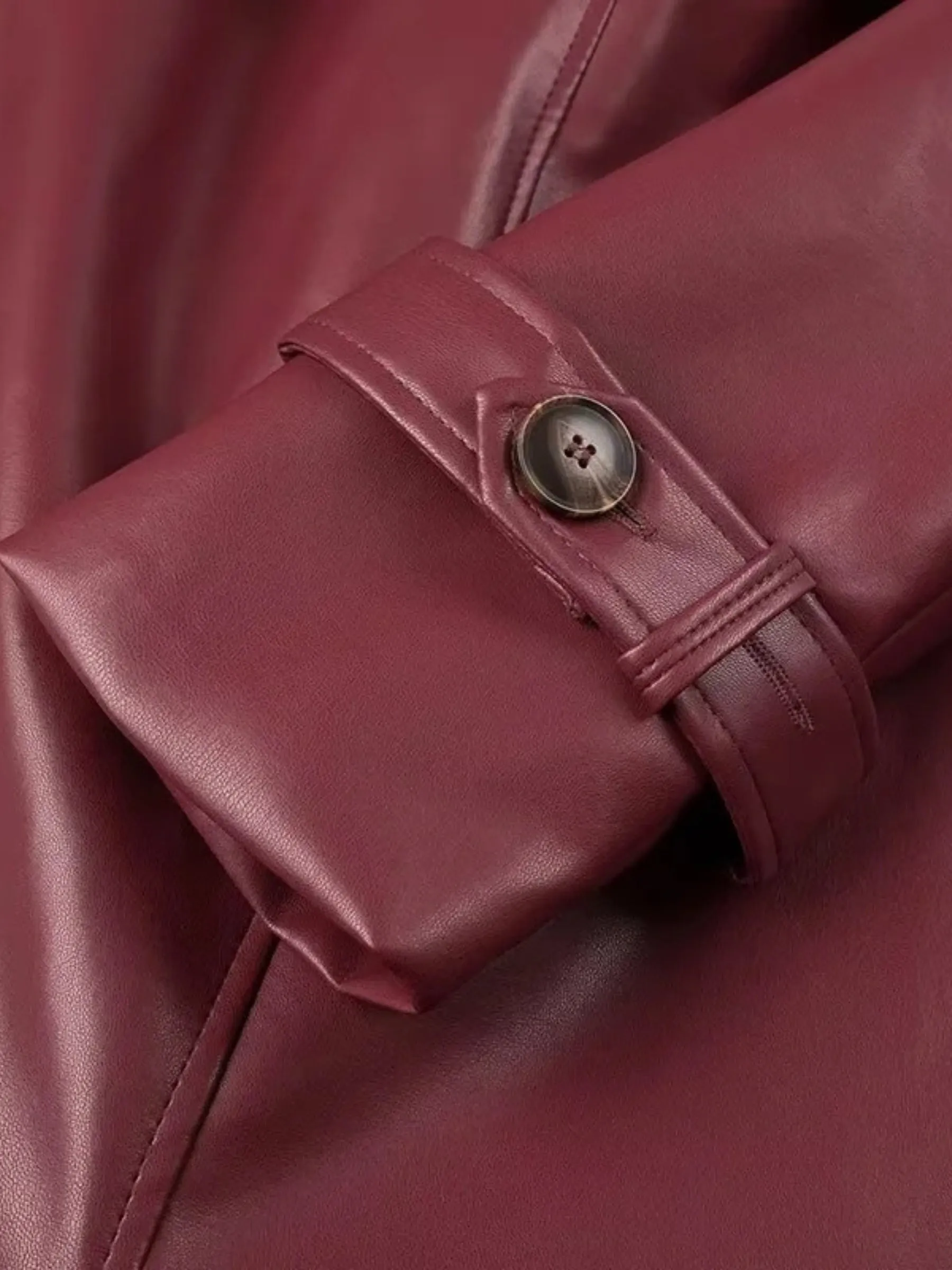 Taelor Faux Leather Trench Coat