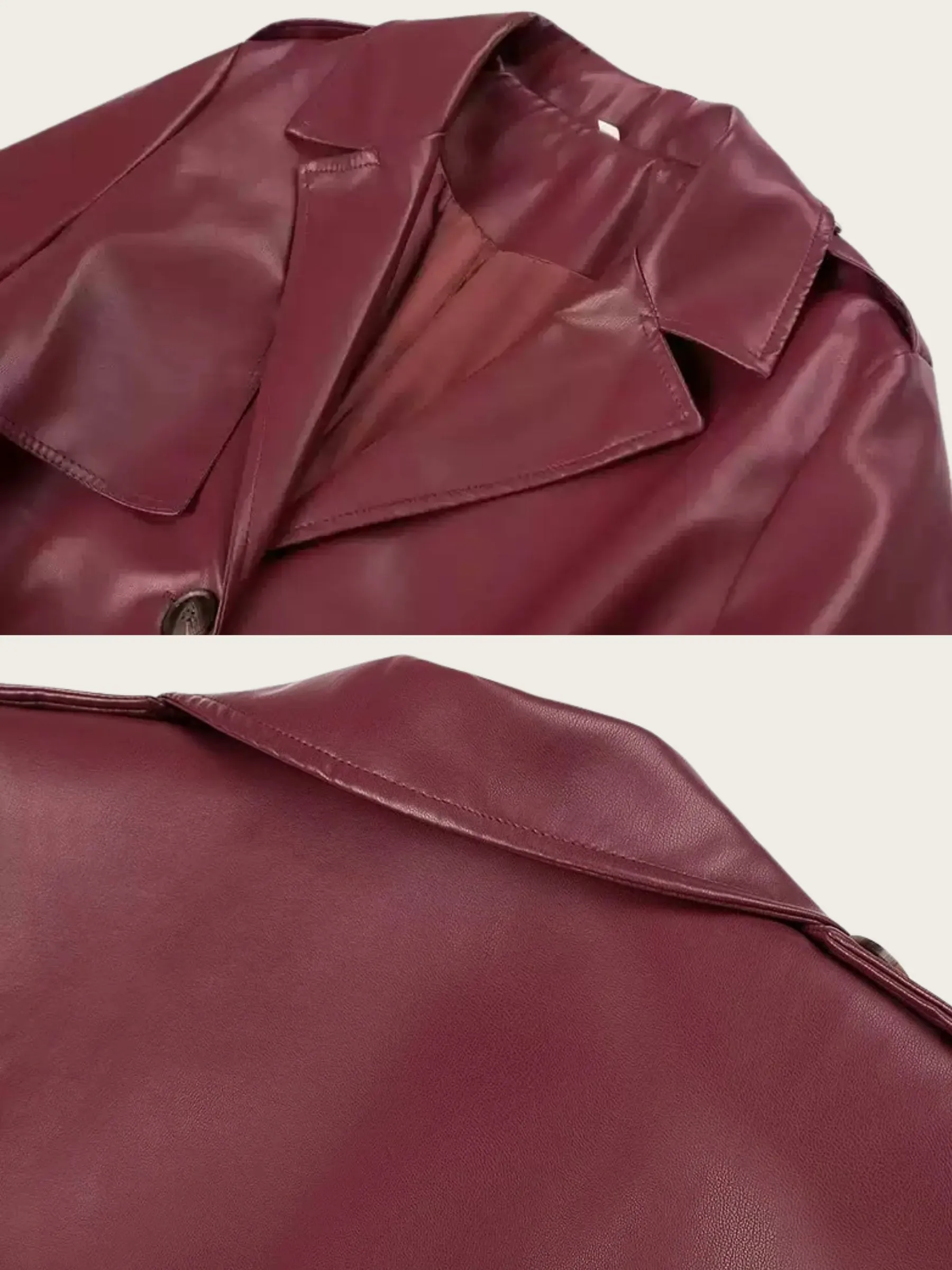 Taelor Faux Leather Trench Coat