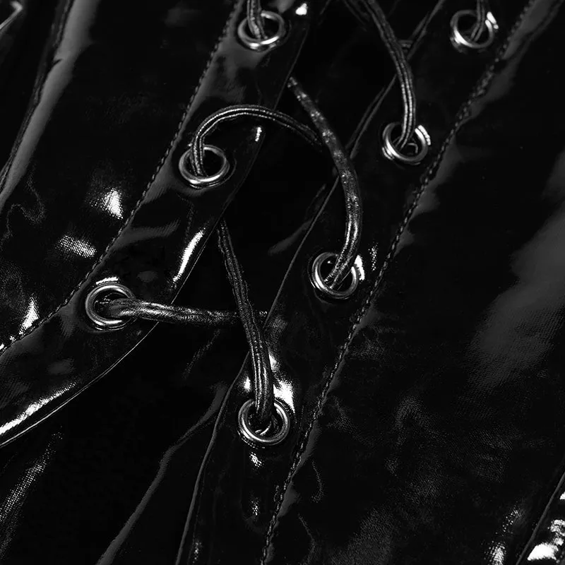 WK-343 Punk Pressure Adhesive Faux Leather Woven Trousers