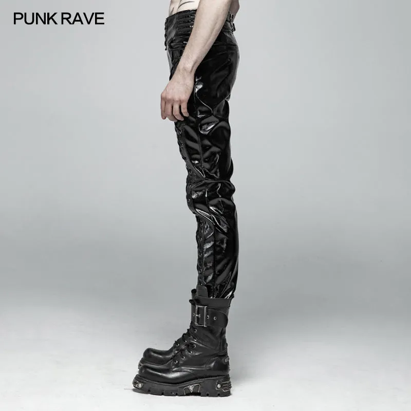WK-367 Punk Mens Glossy Patent-leather Trousers