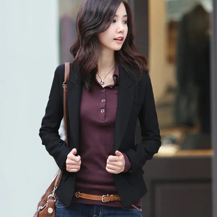Women's Spring/Autumn Casual Slim Blazer With Button