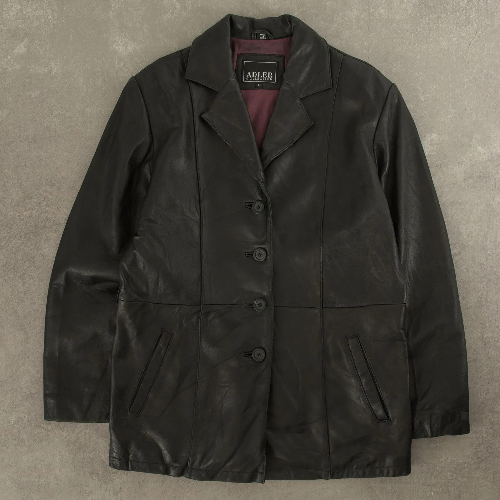 WOMEN'S VINTAGE Y2K LEATHER TRENCH JACKET - LARGE
