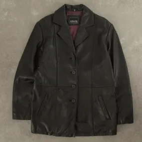 WOMEN'S VINTAGE Y2K LEATHER TRENCH JACKET - LARGE
