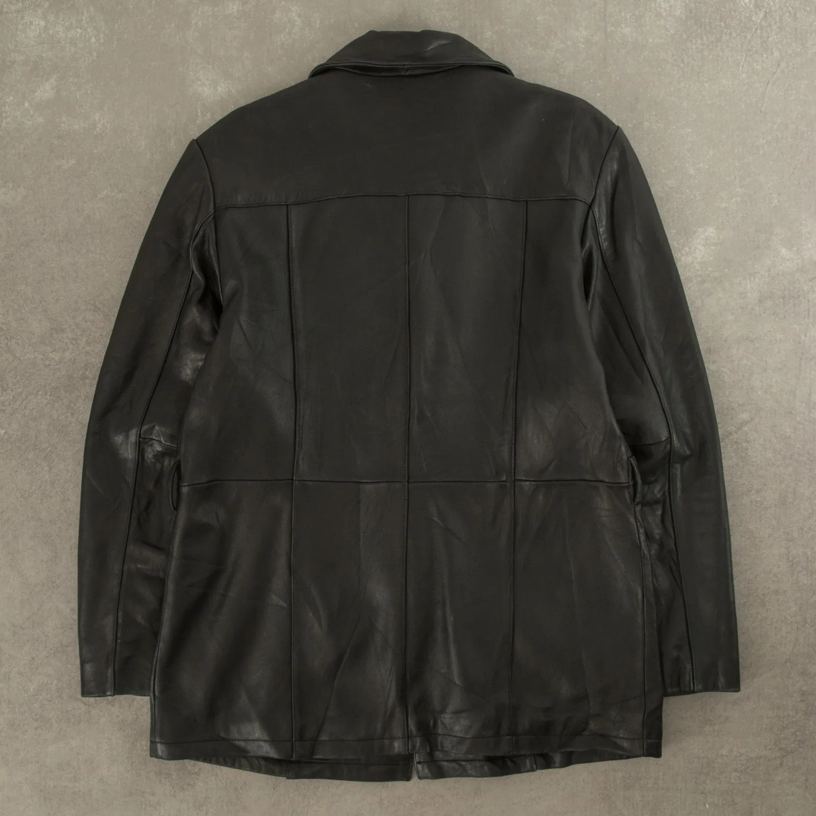 WOMEN'S VINTAGE Y2K LEATHER TRENCH JACKET - LARGE